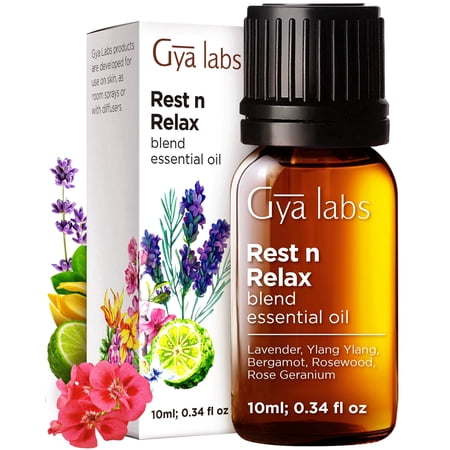 Gya Labs Rest & Relax Essential Oils Blends - 0.34 fl oz - for Diffuser, Home, Humidifier, Aromatherapy and DIY Candle Making Scents