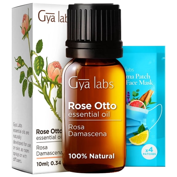 Gya Labs Rose Otto Essential Oils for Skin Use & Aromatherapy - Rose Essential Oil for Diffuser, Skin, Face, Hair & Perfume (0.34 fl oz)