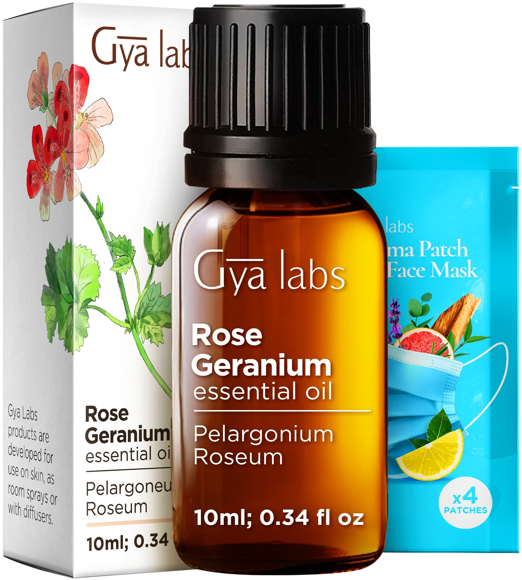 Gya Labs Rose Geranium Essential Oil for Skin, Natural Geranium Oil for Diffuser & Aromatherapy - 0.34 fl oz