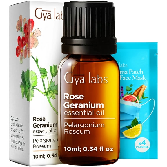 Gya Labs Rose Geranium Essential Oil for Skin, Natural Geranium Oil for Diffuser & Aromatherapy - 0.34 fl oz