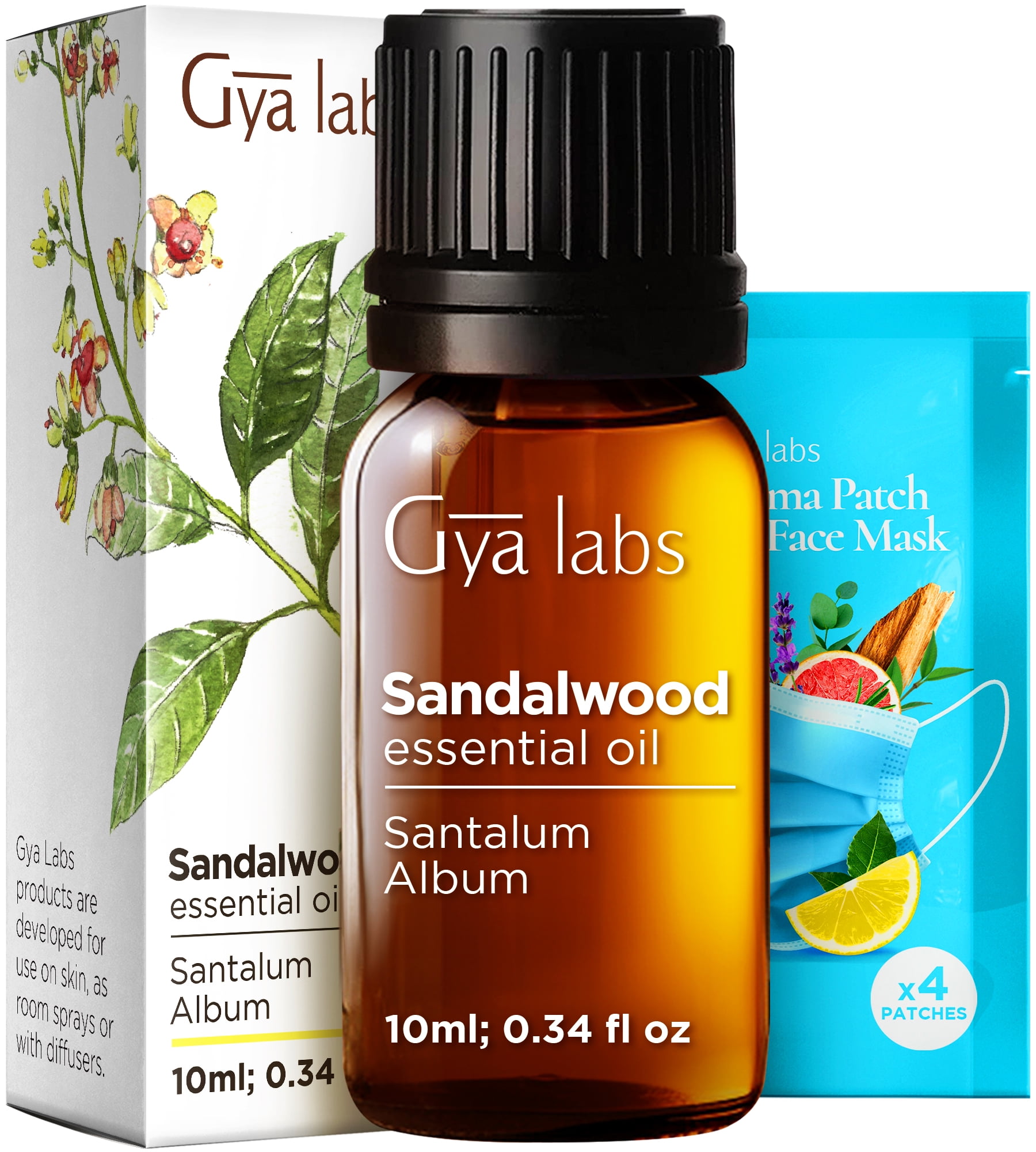 Gya Labs Sandalwood Essential Oils for Diffuser, Natural Sandalwood Oil for Hair, Skin, Massage, & Perfume -0.34 fl oz
