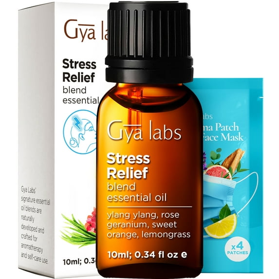 Gya Labs Stress Relief Essential Oils for Diffuser & Aromatherapy - Natural Oils for Relaxing, Soothing & Self-Care (0.34 fl oz)