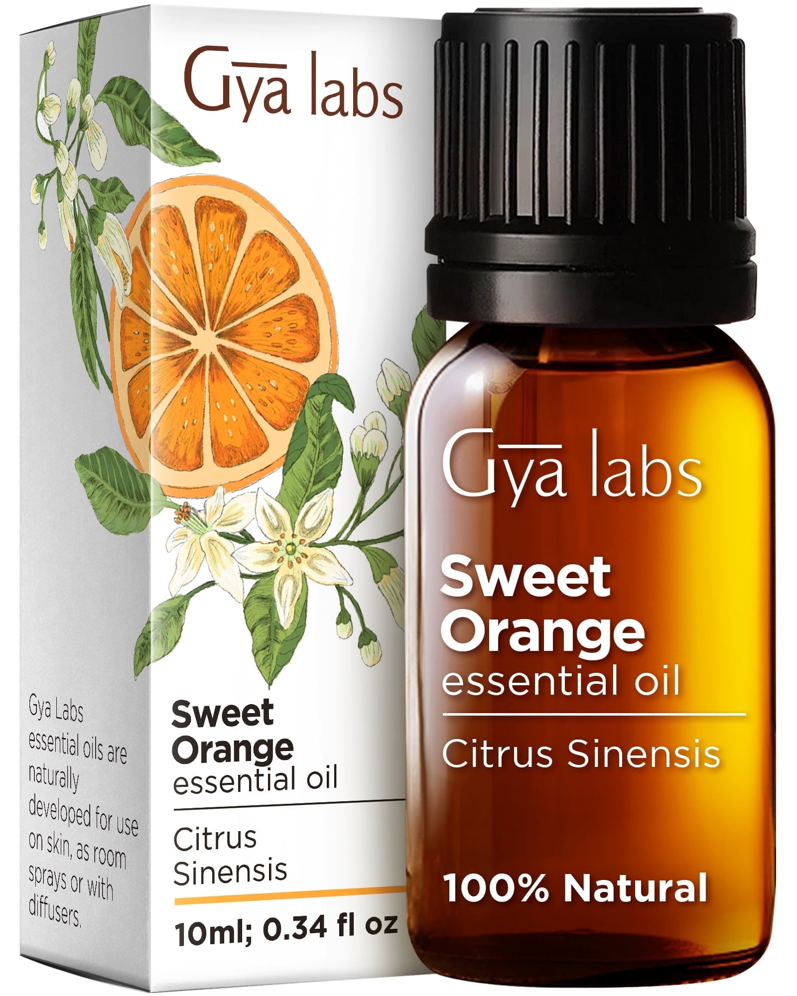 Gya Labs Sweet Orange Essential Oil for Diffuser, Natural Sweet Orange Essential Oils for Skin Use, for Aromatherapy - 0.34 fl oz