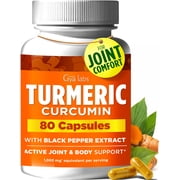 Gya Labs Turmeric Curcumin Capsules with Black Pepper - 80 Count - 95% Curcuminoids for Joint & Mobility Support & Active Living - Non-GMO, GMP Formula