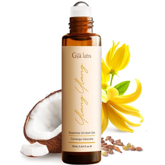 Gya Labs Ylang Ylang Essential Oil Roll On - 0.34 Fl Oz - Travel Size Roller for Camping, Skin, Aromatherapy Relief, Convenience