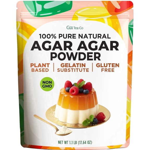 Gya Tea Co Agar Agar Powder - 1.1 lb (17.64 oz) - Vegan Gelatin Substitute Powder Unflavored Plant Based Thickener for Vegan Cheese, Jello, Cooking