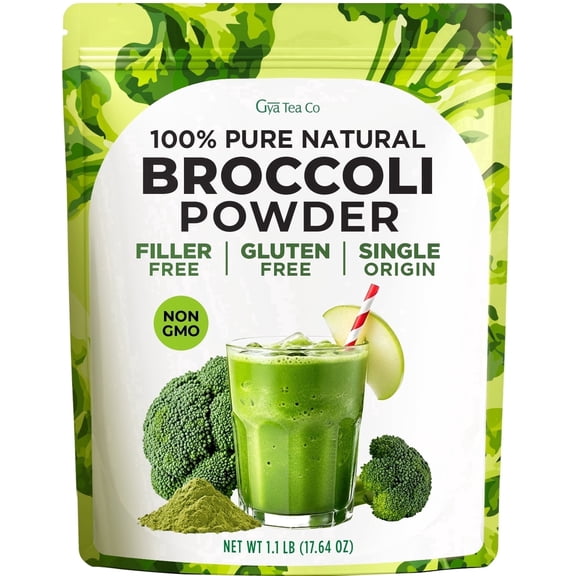 Gya Tea Co Broccoli Powder - 1.1 lb (17.64 oz) - Natural Greens Superfood for Baking, Beverages