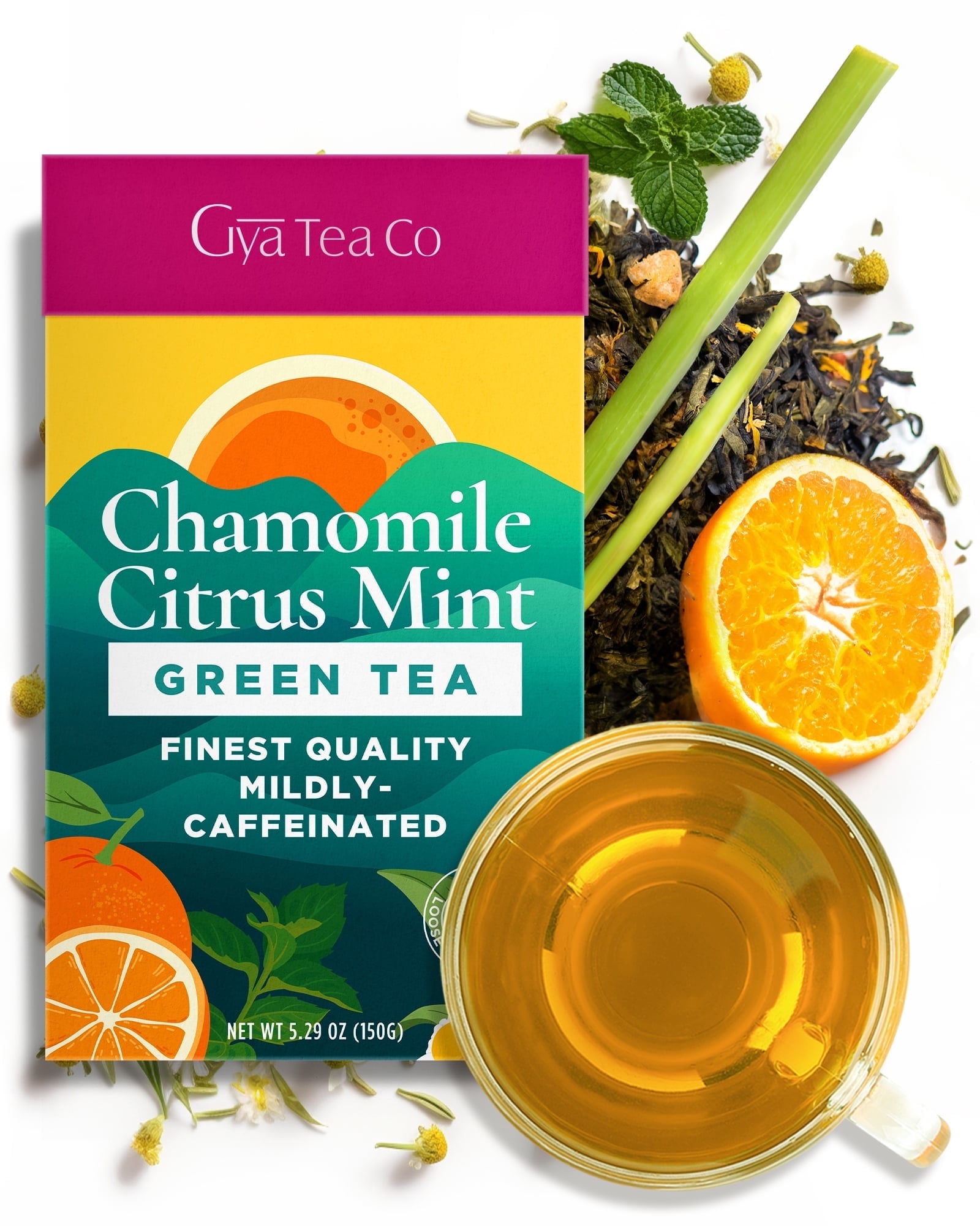 Gya Tea Co Chamomile Citrus Mint Green Tea 5.29 oz 70 cups - Blend of ...