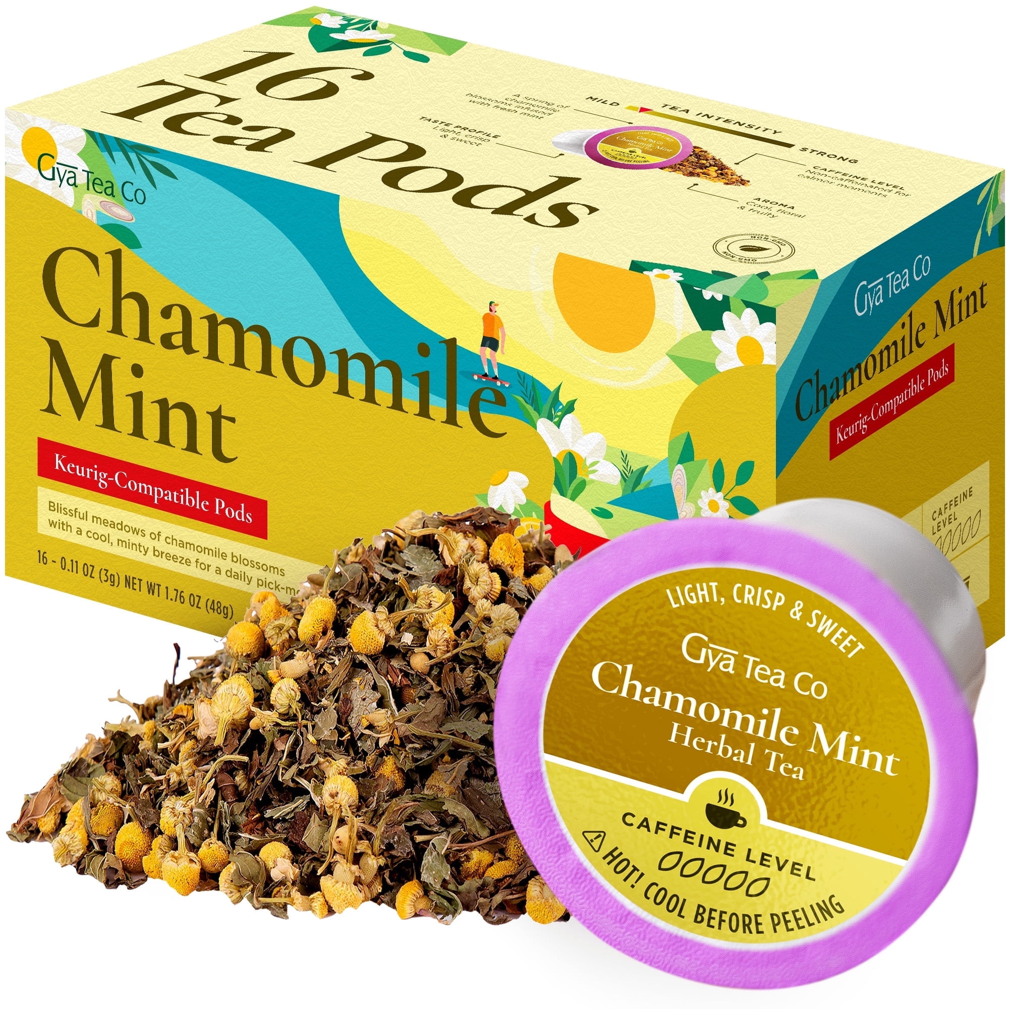 Gya Tea Co Chamomile Mint Tea K-Cups - 16 count, Caffeine-free Herbal ...
