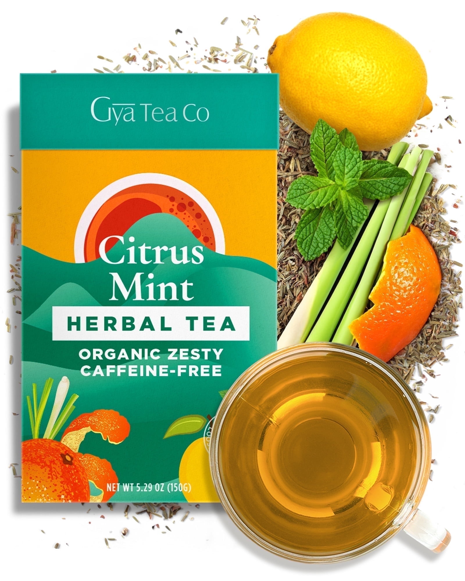 Gya Tea Co, Herbal Tea, 5.29oz Citrus Mint, Makes 70 cups - Walmart.com