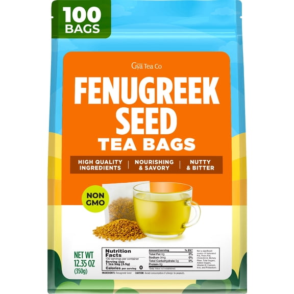 Gya Tea Co Fenugreek Seed Tea Bags (100 Bags) - Caffeine-Free Natural & Pure Methi Fenogreco Seeds for Holistic Health, Digestion - Distinct Aroma, Smooth Flavor, No Additives