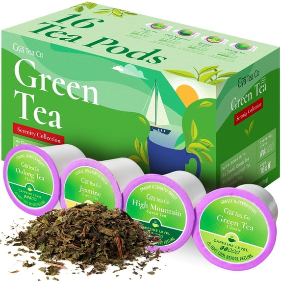 Gya Tea Co Green Tea Pods Gift Set (16ct) - High Mountain, Jasmine, Oolong & Green Tea