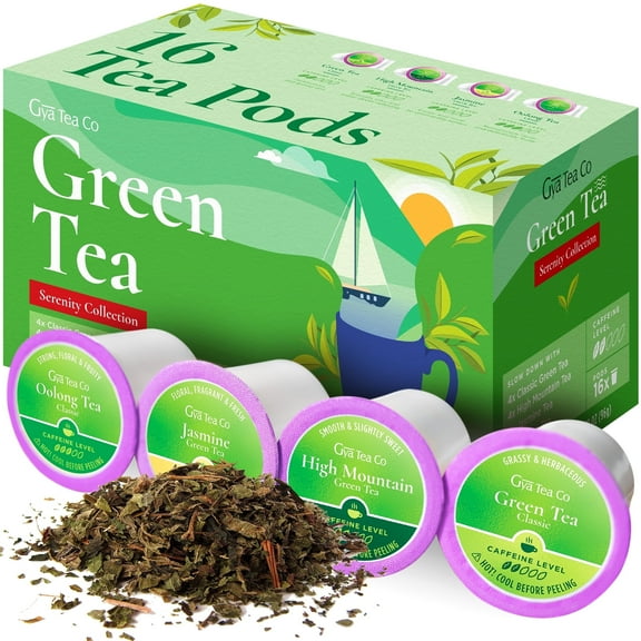 Gya Tea Co Green Tea Pods Gift Set (16ct) - High Mountain, Jasmine, Oolong & Green Tea