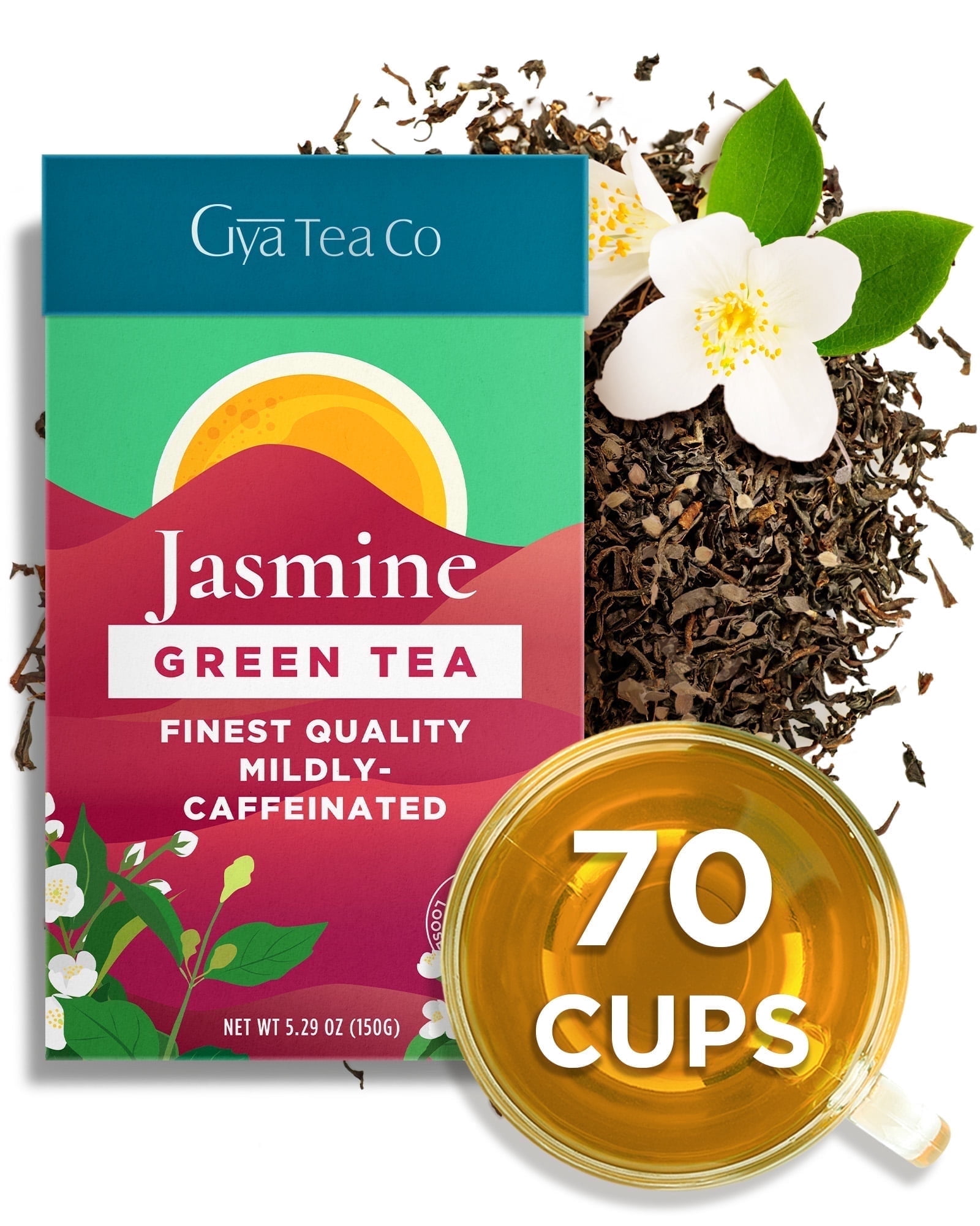 Gya Tea Co Jasmine Green Tea - 5.29oz Loose Leaf Tea Makes 70 Cups ...
