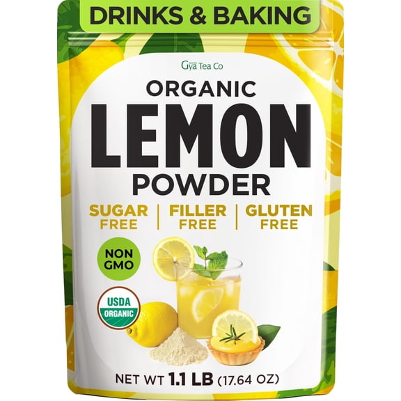 Gya Tea Co Lemon Powder 1.1lb (17.64 Oz) - 100% Fresh Natural Consistent Lemon Taste, No Sugar & Additives - Great Flavour For Drinks, Baking - Non-GMO, Filler Free, Vegan-Friendly