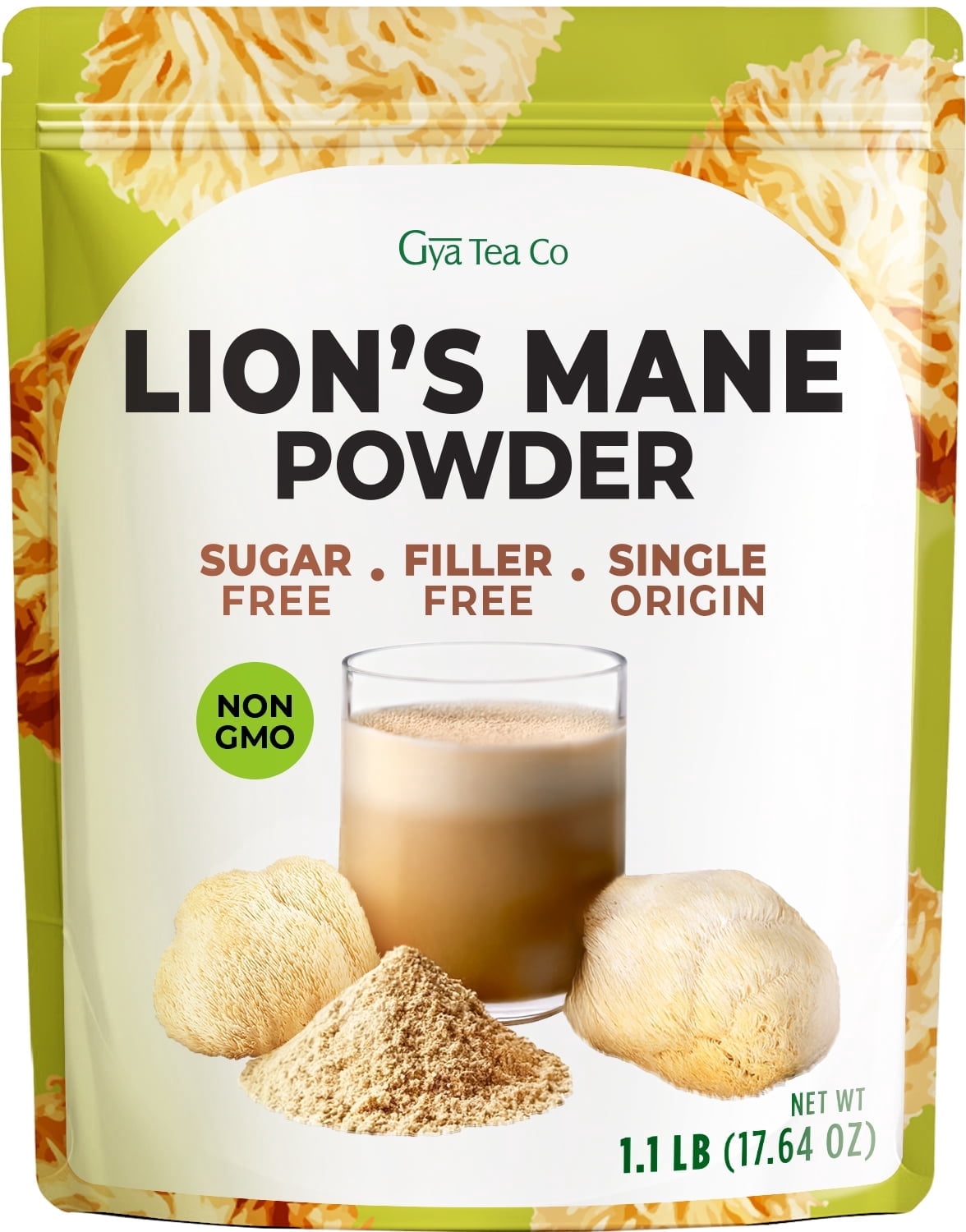 Gya Tea Co Lion’s Mane Mushroom Powder 1.1lb (17.64 oz) - to Improve ...
