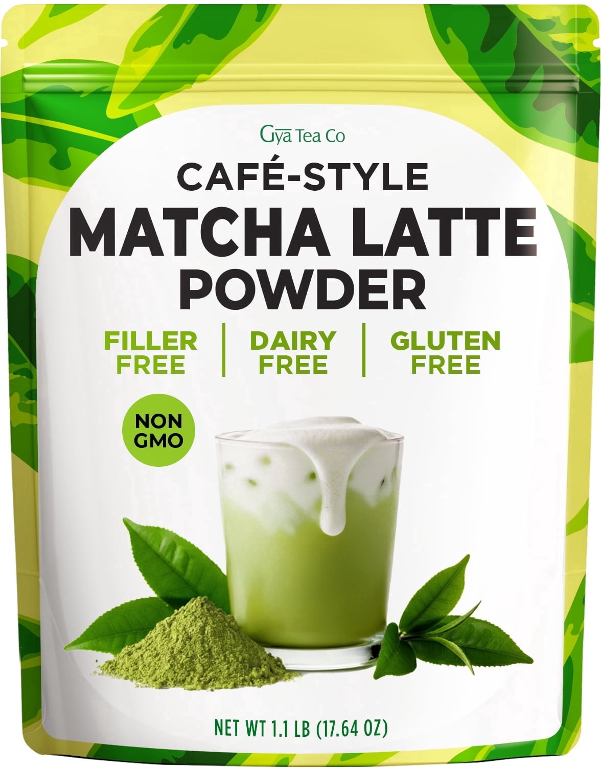 Gya Tea Co Matcha Latte Powder 1.1 lb (17.64 oz) - Sweetened Powder for Lattes, Smoothies, Beverages & More, Non-GMO, Gluten Free