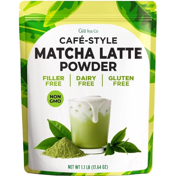 Gya Tea Co Matcha Latte Powder 1.1 lb (17.64 oz) - Sweetened Powder for Lattes, Smoothies, Beverages & More, Non-GMO, Gluten Free
