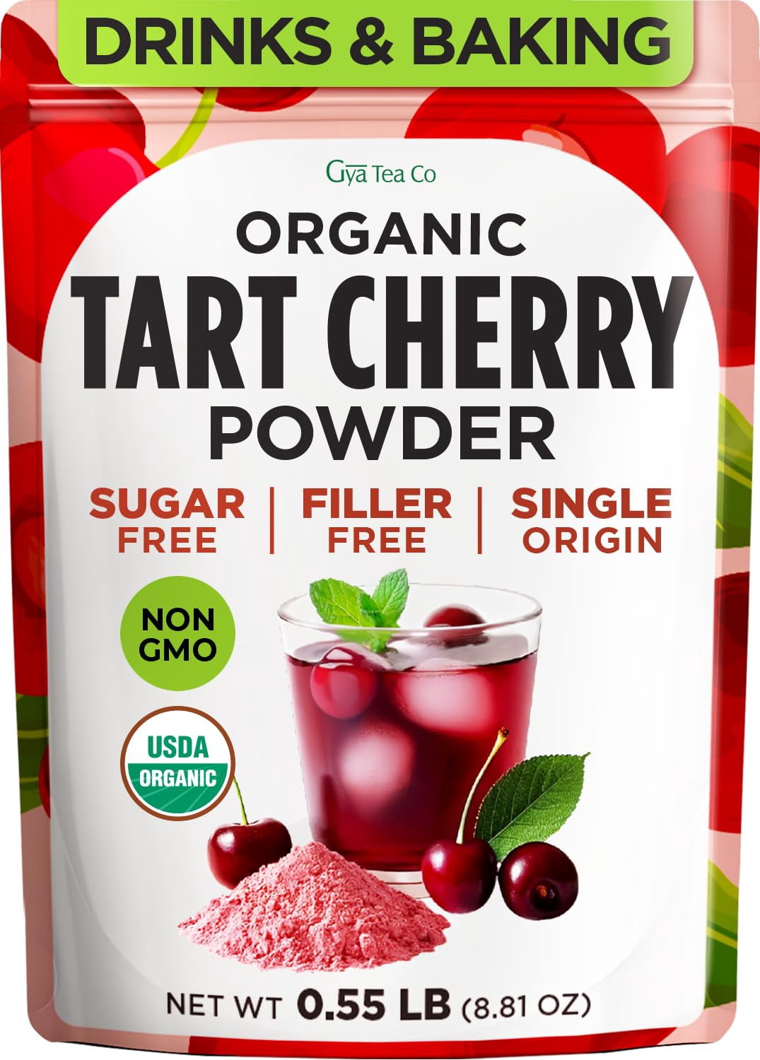 Gya Tea Co, Organic Tart Cherry Powder, 250g, Caffeine-Free - Walmart.com