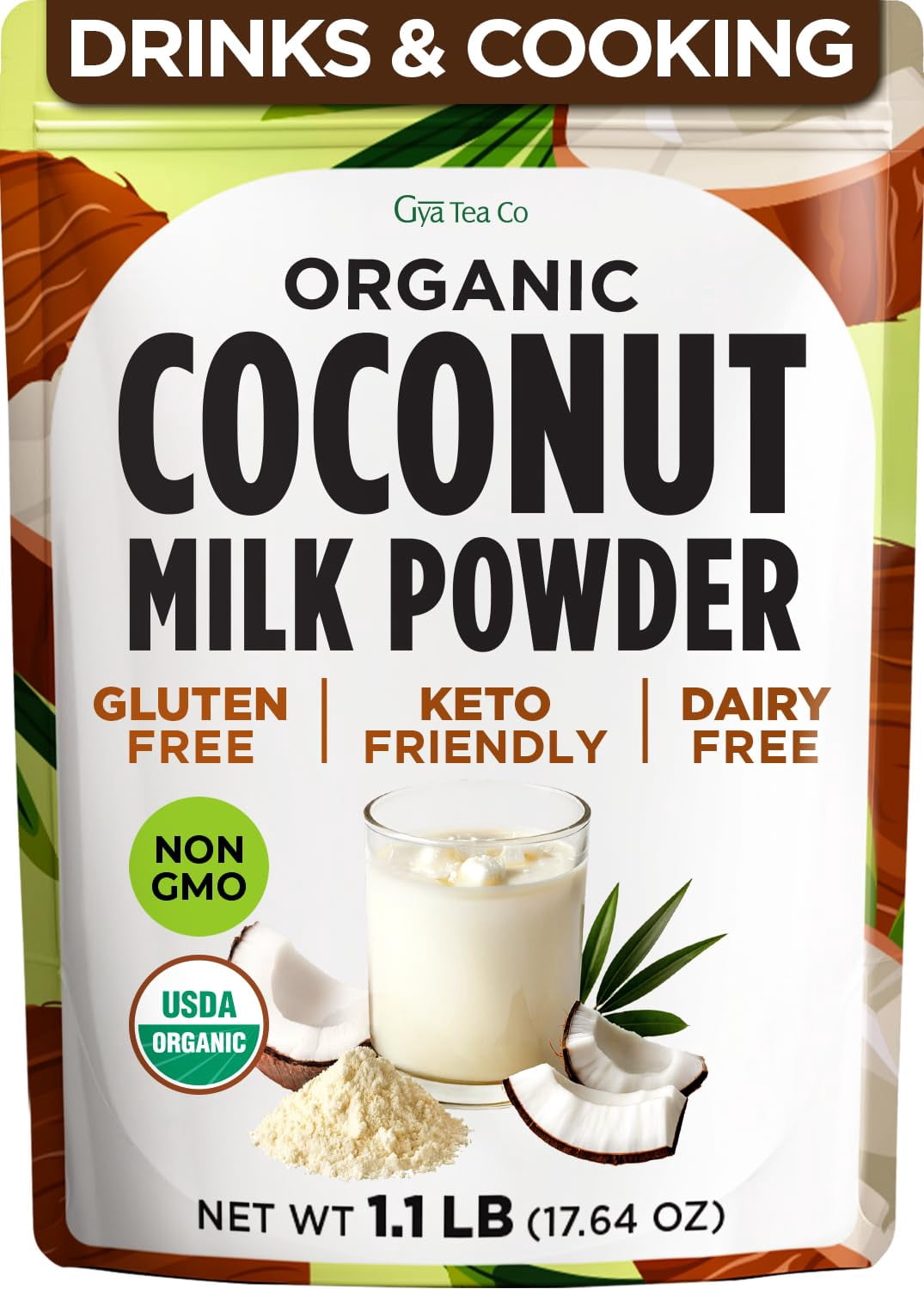 Gya Tea Co Organic Coconut Milk Powder, 17.64 oz, Vegan - Walmart.com