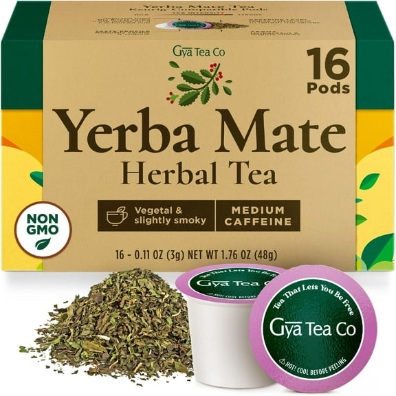 Gya Tea Co Yerba Mate K-Cups - Medium-Caffeine Pods, Compatible with Keurig 1.0/2.0.