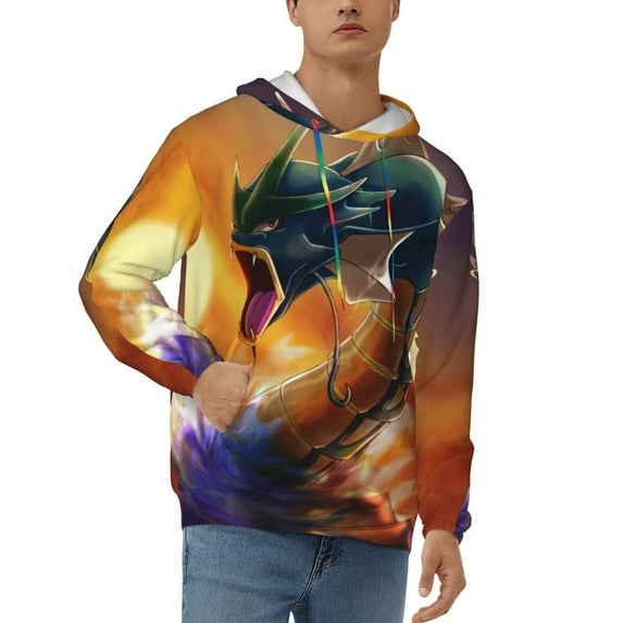 Gyarados Men's Graphic Hoodies Novelty Long Sleeve Pullover Hoodie Casual Y2k Unisex Hooded Sweatshirts With Pockets