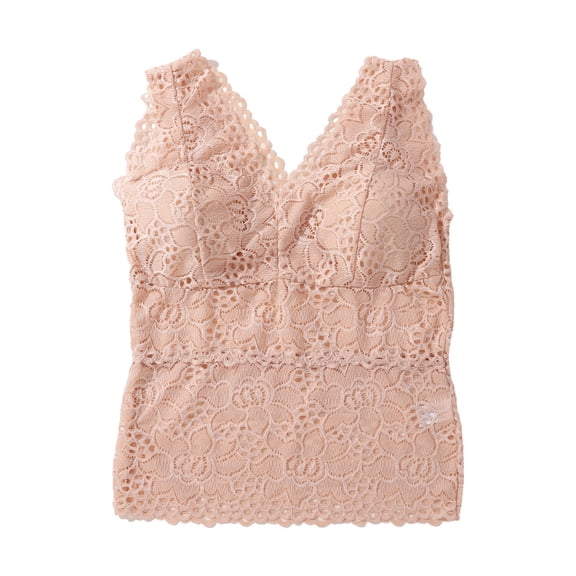Gychee Women's Summer V-neck Lace Vest Top, Soft Skin-friendly Fabric, Wide Straps Design, Comes With Removable Bra Pads