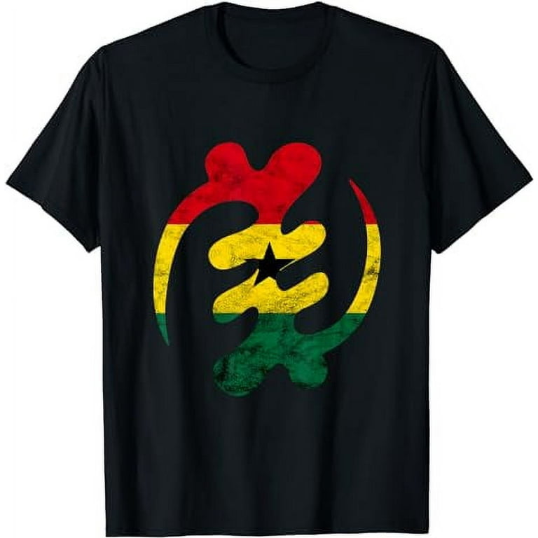 Ghana Flag T Shirt Gye Nyame Adinkra Symbol