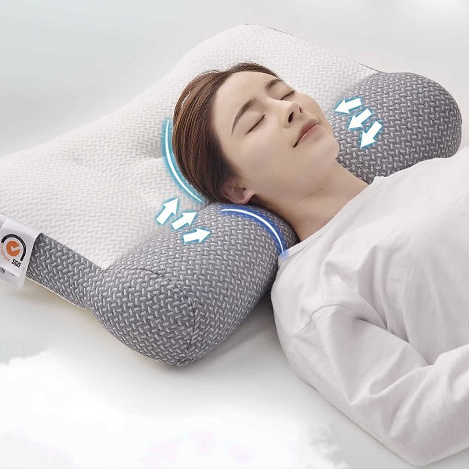Gyedtr 100 Natural Premium Latex Pillow Adjustable Orthordic Ergonomic Pillow Helps Relieve Pressure Neck and Shoulder Pain Perfect Package Best