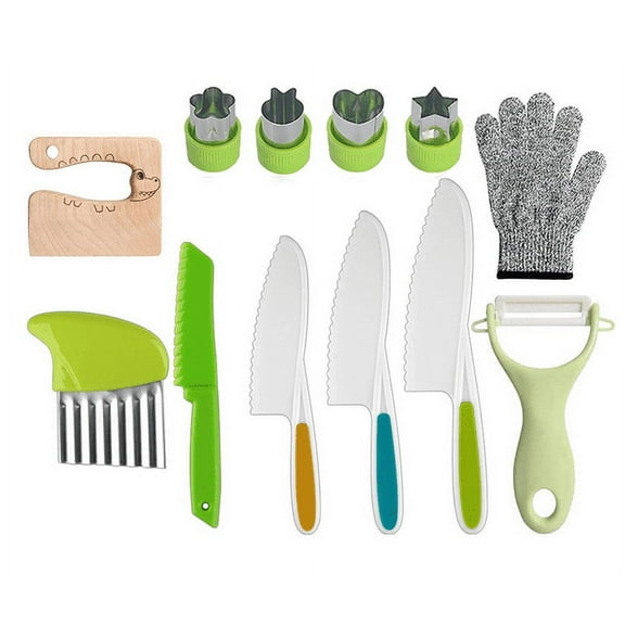 Gyedtr 12PCS Kid Knife For Chopping Mini Chef Knife Set For Kids Knives Kitchen Knife Set Plastic Children Cooking Cutter Set Clearance