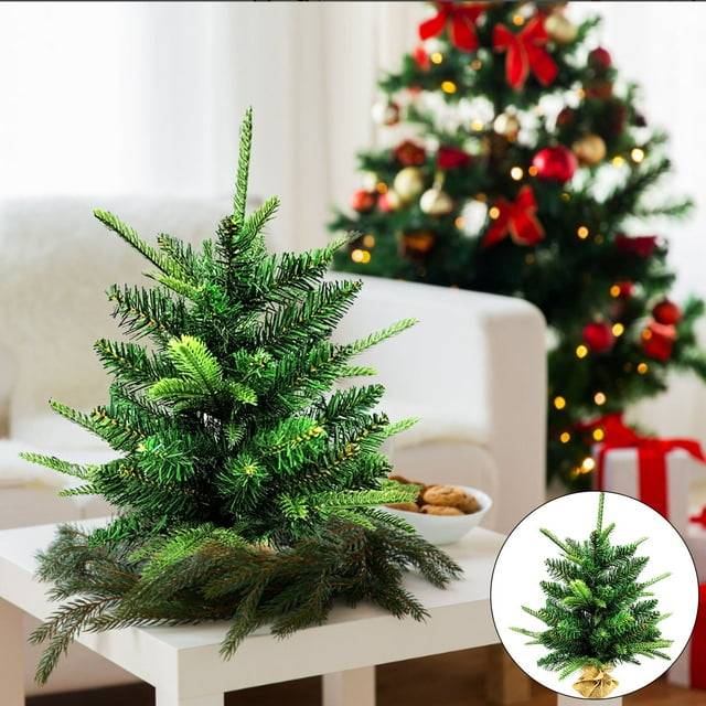 Gyedtr 20 Inch Prelit Artificial Mini Christmas Tree Snow Flocked Small