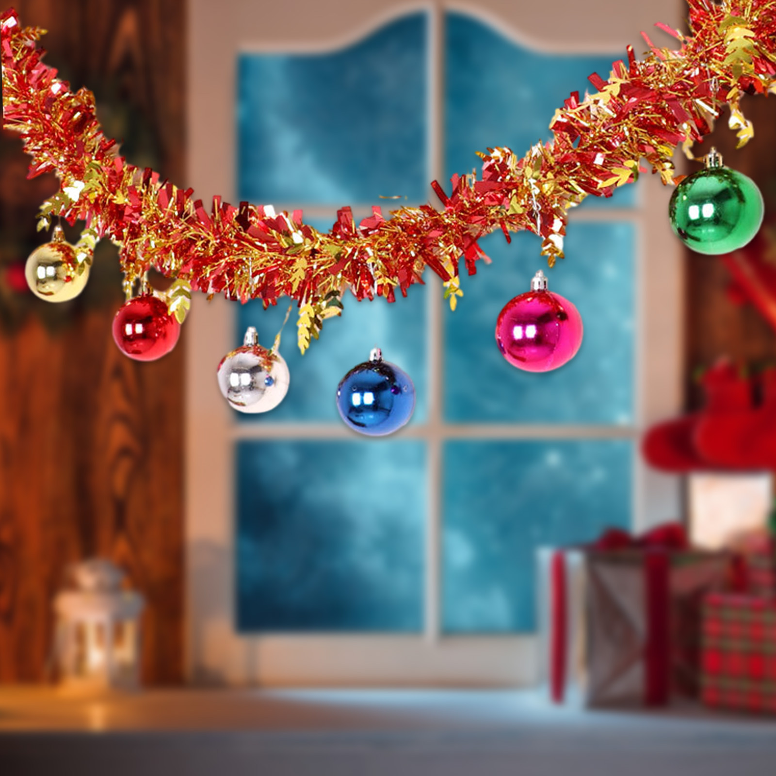Gyedtr 67 In Prelit Christmas Garland with Ball Shiny Christmas Garlands Hanging Garland for