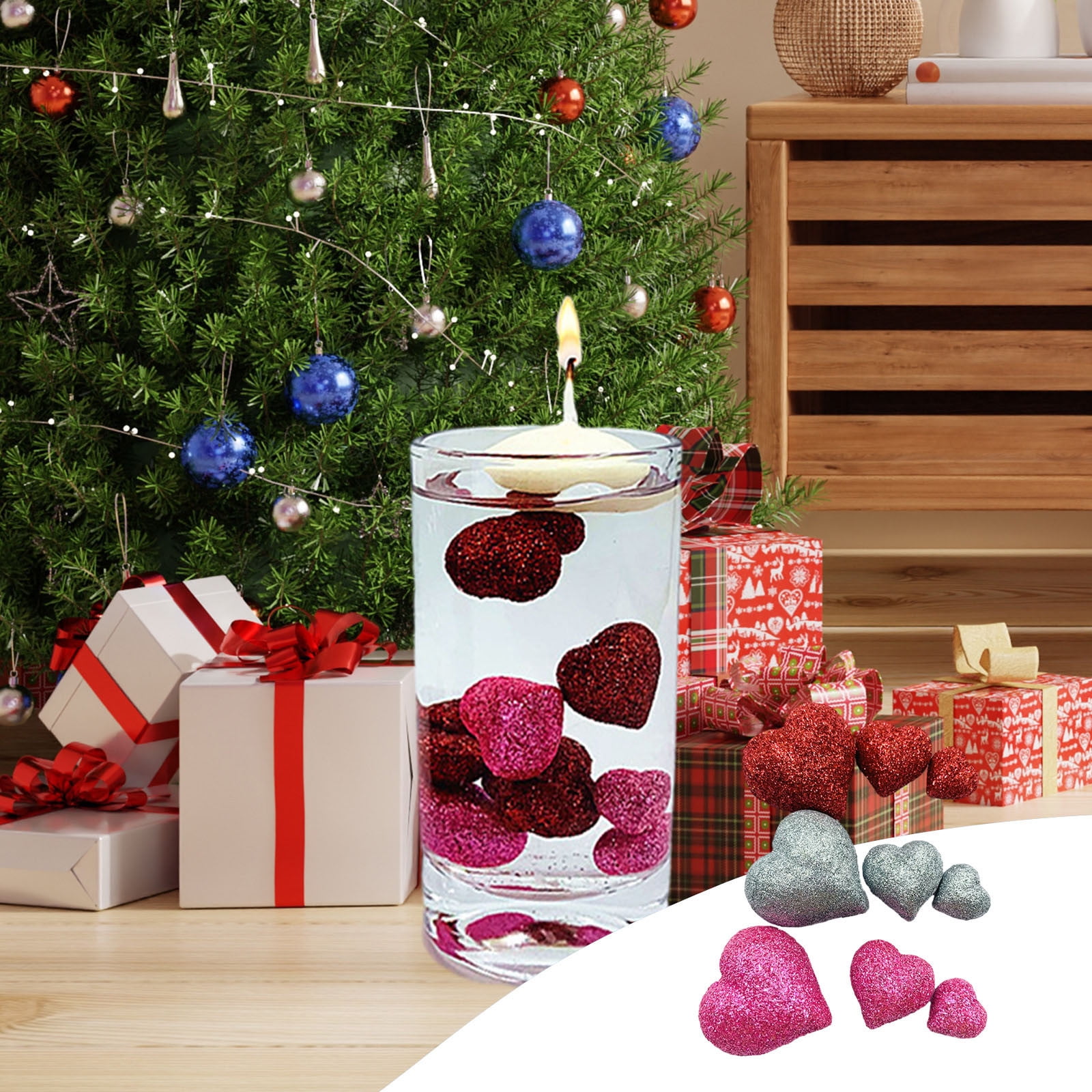 Gyedtr Christmas Vase Filler Pearl for Vase Fillers Floating Candles Centerpiece Beads for Vases