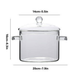 Glass Simmer Pot 3.5L Glass Pots for Cooking with Cover and Wooden Handle  Glass Cookware for Stovetop Safe for Pasta Noodle Soup Milk Baby Food