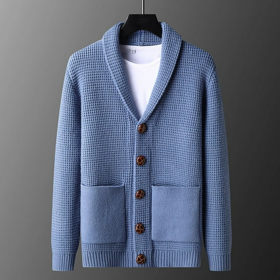 Gyedtr Going Out Tops For Men Plus Size Tops Men's Cardigan With Long Sleeved Sweater And Collar Knit Shirt Tops For Men Plus Size