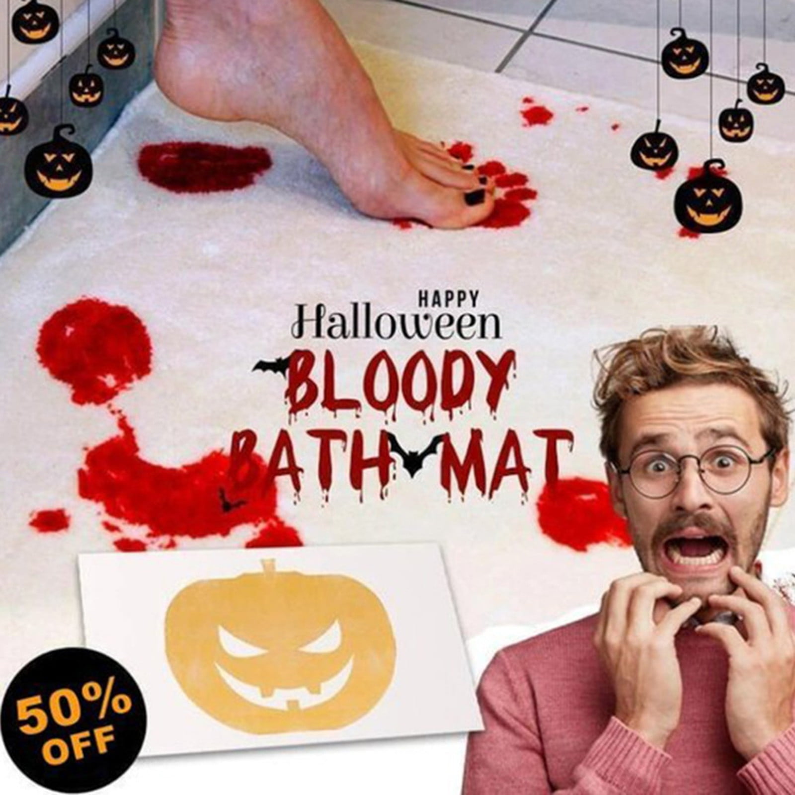 Gyedtr Halloween Bath Mats Bloody Footprints, Blood Carpets, Colorful Bath Mats, Non Slip