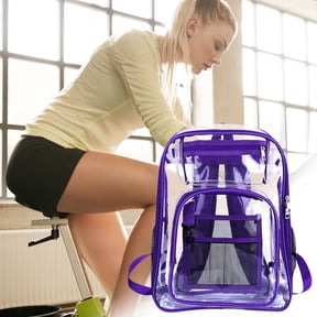 Gyedtr Heavy Duty Clear Backpack With Large Laptop Compartment, Plastic Bookbags For School, Stadium,Security, Sporting for Outdoors Workout Traveling Casual Running Hiking Cycling
