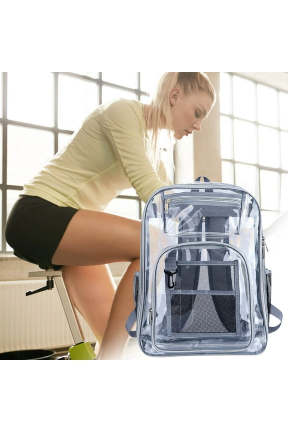 Heavy Duty Clear Backpack with Large Laptop Compartment, Plastic Bookbags for School, Stadium,Security, Sporting