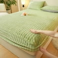thumbnail image 1 of Gyedtr Luxurious Winter Rabbits Flannel Velvet Fitted Bed Sheet,Piece Thickened Mattress Protector - Soft, Cozy, and Warm - Ideal for Colder Months remium Fabric for Exceptional Comfort Green, 1 of 7