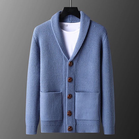 Gyedtr Men's Short Sleeve Tops Men's Clothes Men's Cardigan With Long Sleeved Sweater And Collar Knit Shirt Men's Tops Casual