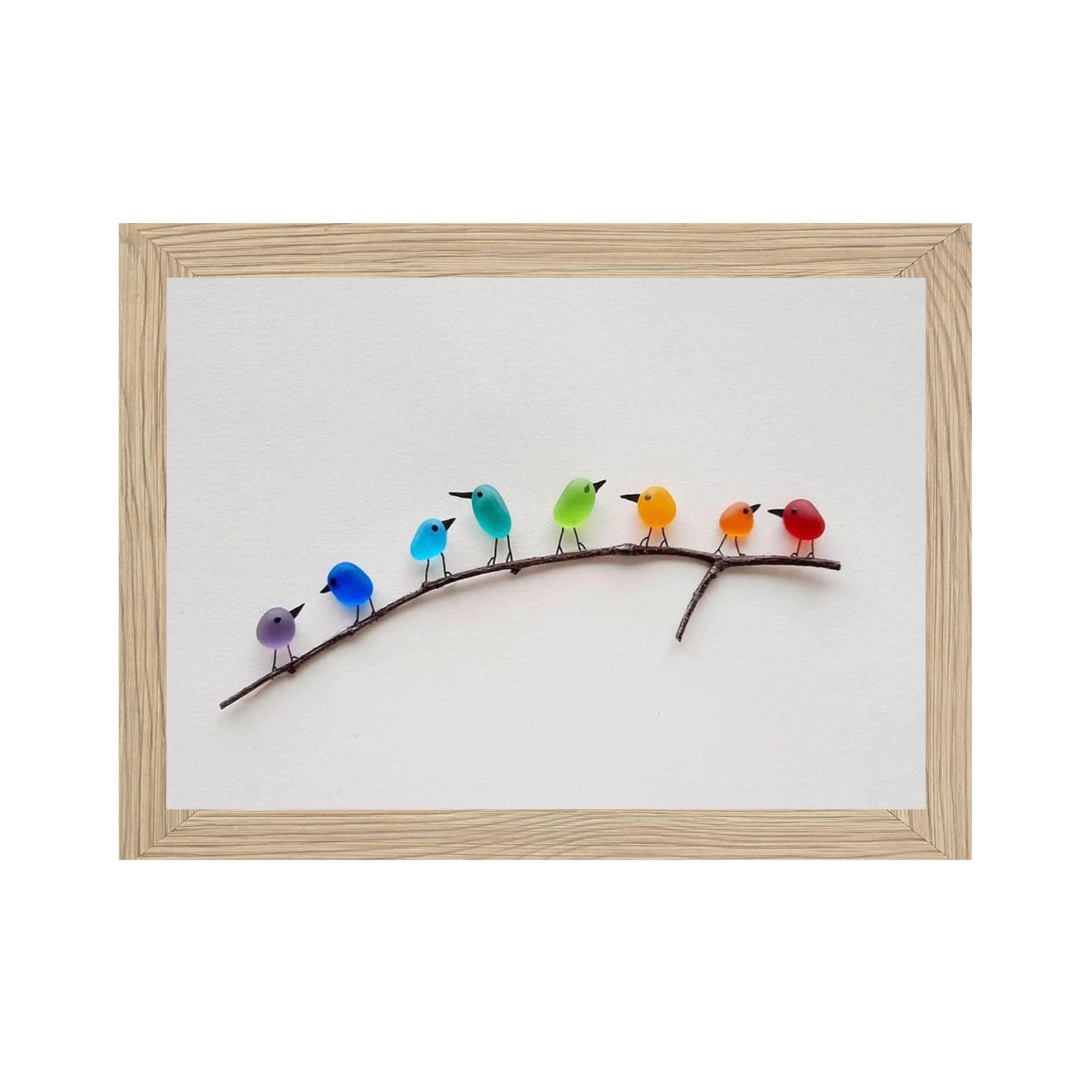 Gyedtr Sea Glass Birds Sea Glass Art Bird Wall Decor Natural Sea Glass