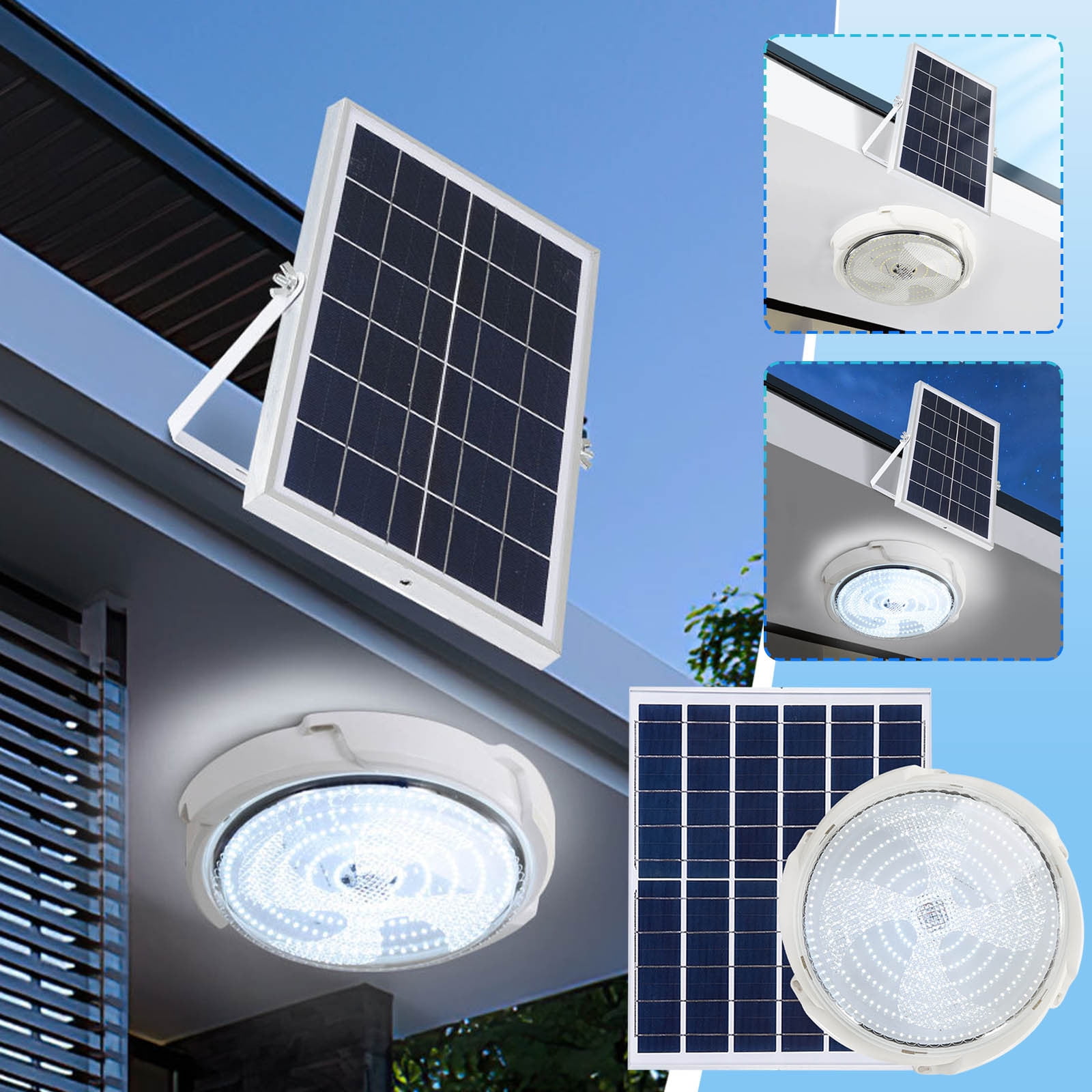 Gyedtr Solar Lights Indoor&Outdoor Home 1000lumen Solar Light 54 LED With Dimmable Remote Control Solar LED Pendant/Ceiling,Cool/Warm White Switchable For Yard Clearance