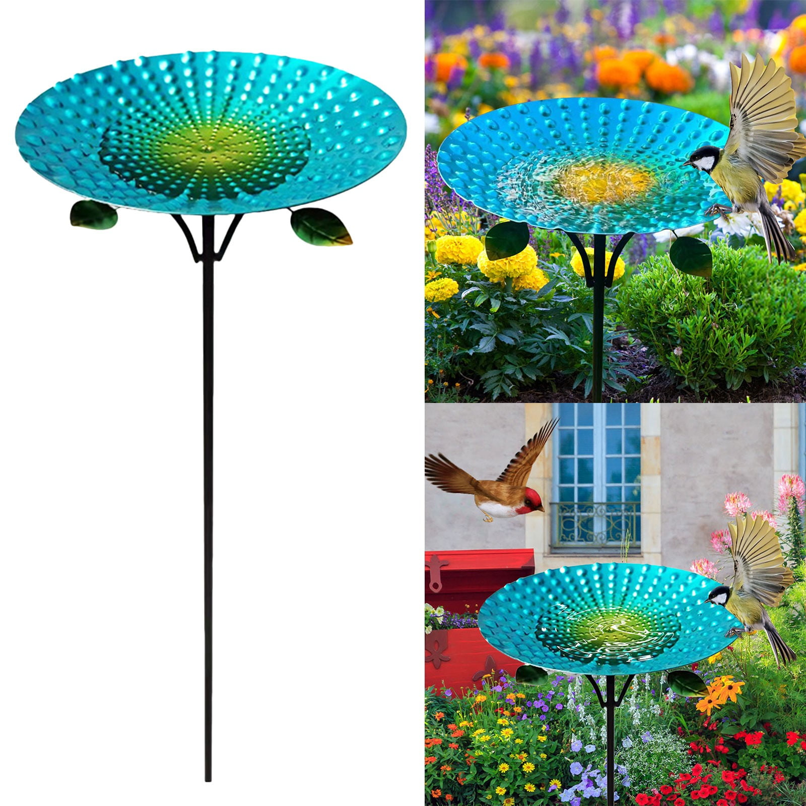 Gyedtr Stylish Iron Bird Bath & Feeder Combo - Designs for Outdoor ...