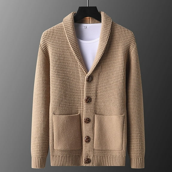 Gyedtr Summer Fall Tops Men's Tops Plus Size Men's Cardigan With Long Sleeved Sweater And Collar Knit Shirt Tops For Men Plus Size