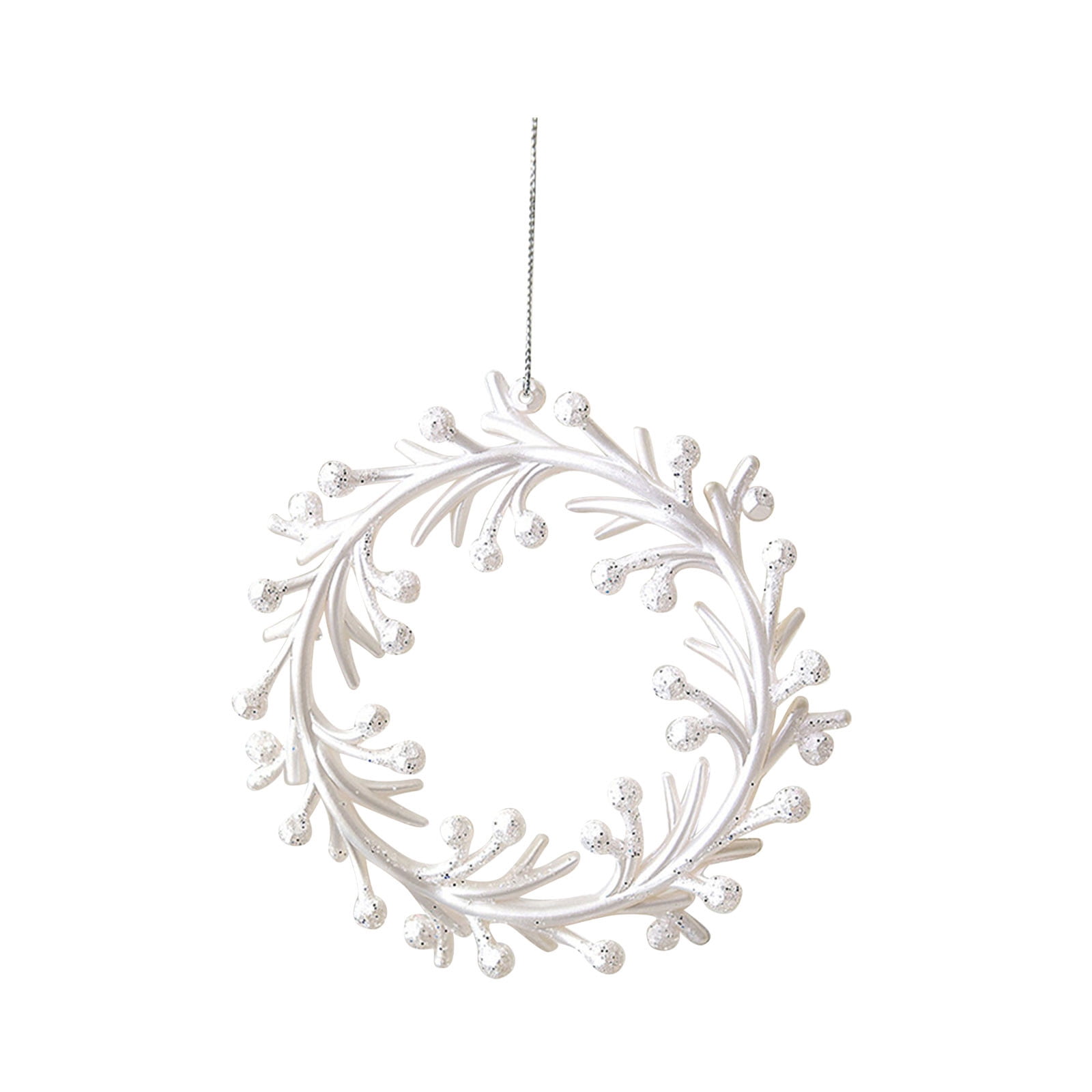 Gyedtr Winter Christmas Hanging Wreath Decorations Glittery Large White