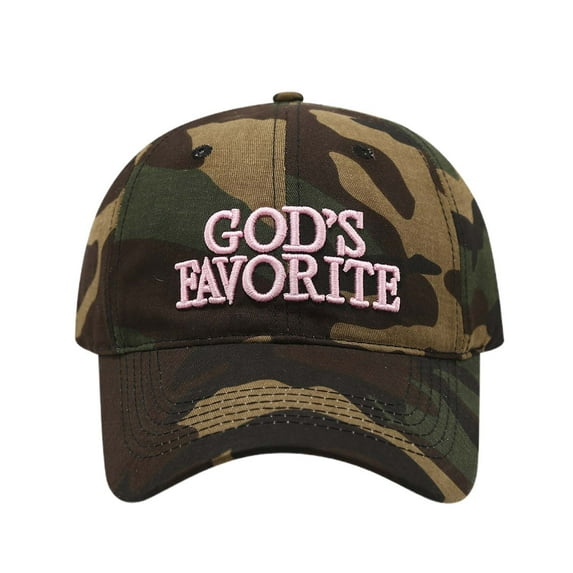 Gyexs 2025 God's Favorite Camo Vintage Trucker Hat Cotton Baseball Cap Women & Men Funny Adjustable Baseball Hat Outdoor Caps #Light Pink