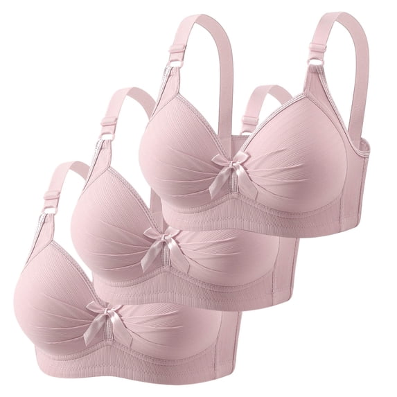 Gyexs 3 Pack Bras for Women No Underwire Full Coverage Adjustable Straped Bralette Plus Size Everyday Wireless Full Support Bra A01 Light Purple & Size 50