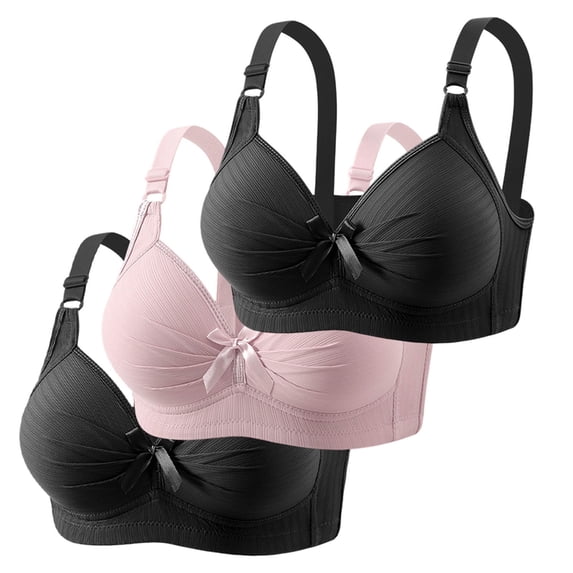 Gyexs 3 Pack Bras for Women Oversized Push Up Wireless No Underwire Bra Support Lift Seamless Full Coverage Bralettes A01 Red & Size 38