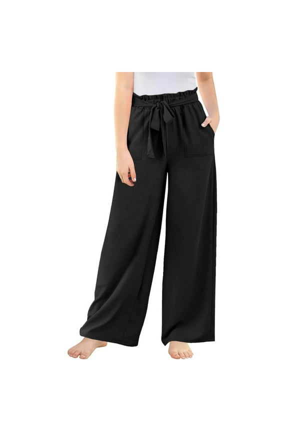 Baggy Jeans for Teens Solid Color Streetwear Heart Embroidered Denim Pants Straight Leg Twill Trousers Teen Girl Trendy Clothes Black 5-6 Years