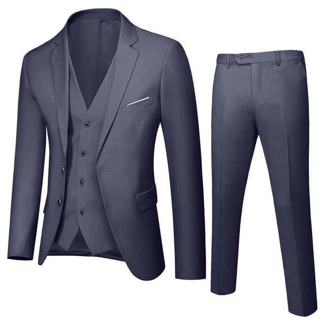 Gyexs Big Boys Formal Suits 16-17 Years Dark Gray Stylish Slim Fit Suit Coat Vest Pants 3 Piece Formal Outfit Wedding Ring Bearer Set